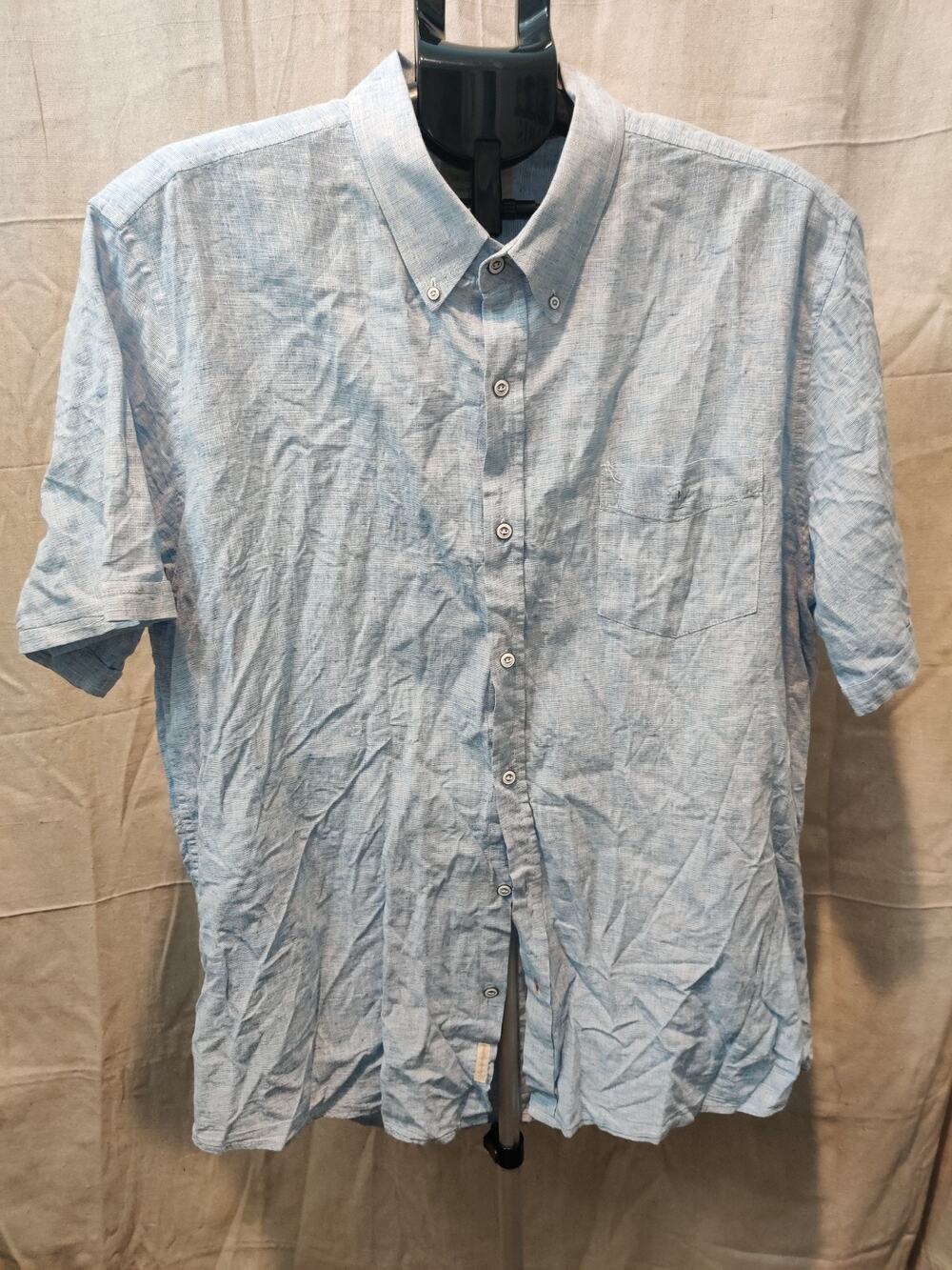 Weatherproof Vintage Shirt Washable Linen Men's Size XXL Button Up Short Sleeve